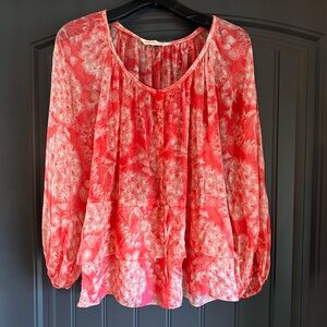 Rebecca Taylor Women’s Silk Floral‎ Blouse Cinch Waist Silk Blend Size 4